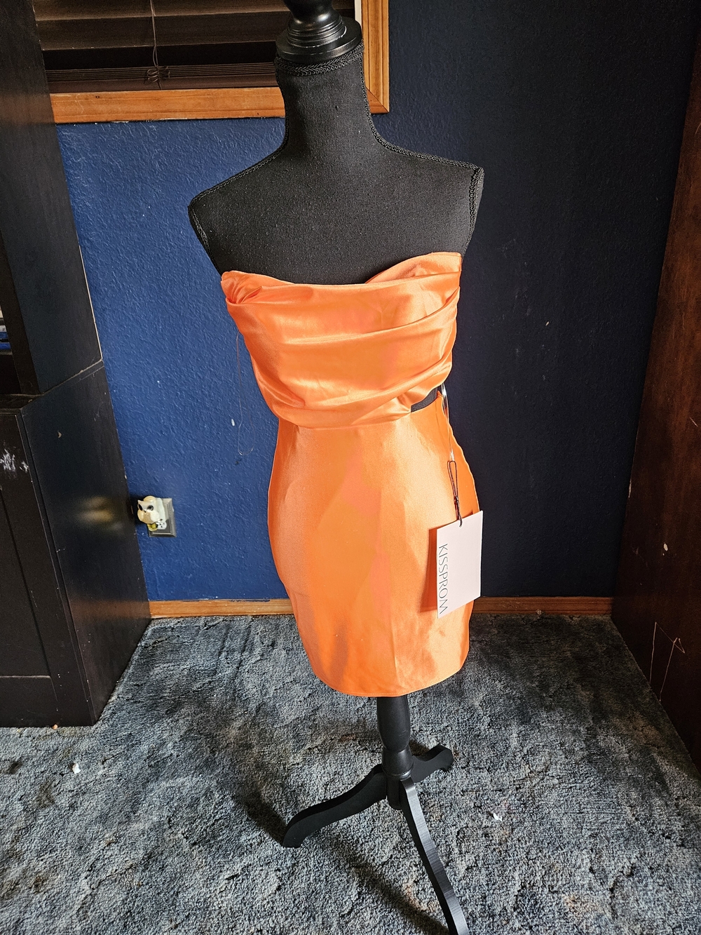 Kissprom Strapless Orange Satin Cocktail Dress size 0